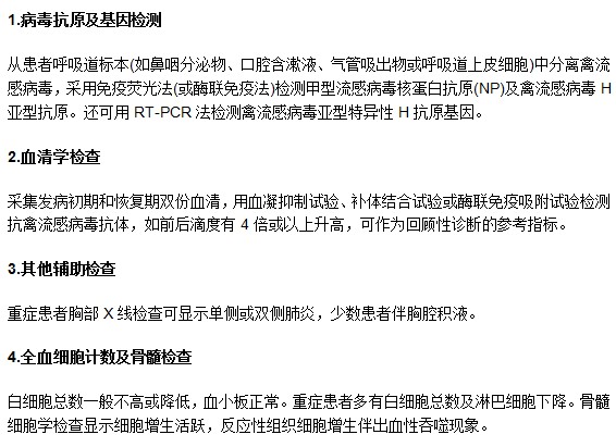 疑似禽流感病人需要做哪些化驗檢查？