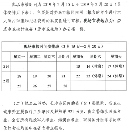 婁底市2019年臨床執(zhí)業(yè)醫(yī)師現(xiàn)場審核