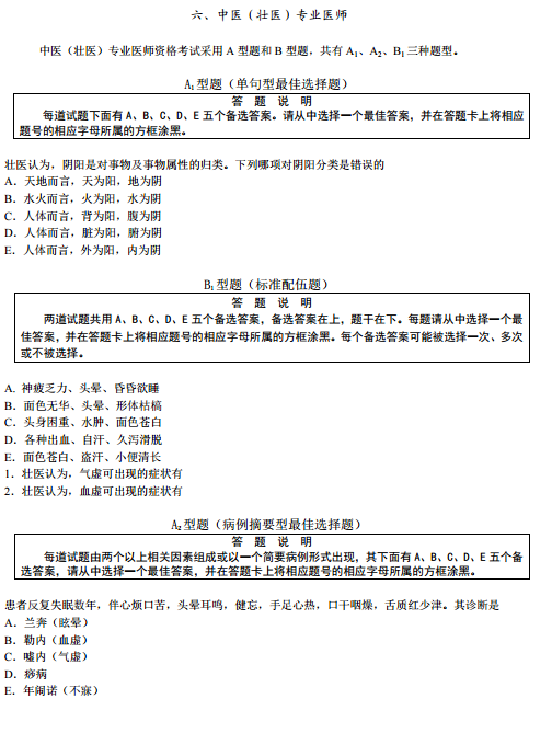 國(guó)家醫(yī)師資格考試綜合筆試題型舉例