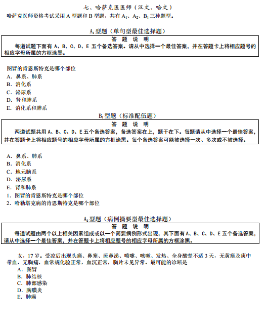 國(guó)家醫(yī)師資格考試綜合筆試題型舉例