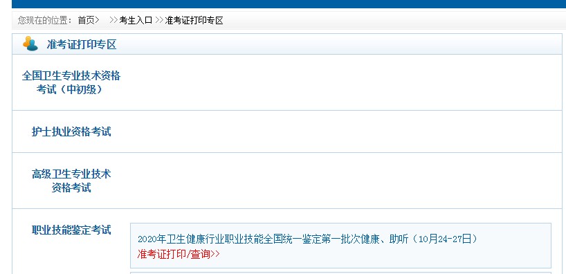中國衛(wèi)生人才網(wǎng)2021衛(wèi)生專業(yè)技術(shù)資格考試準(zhǔn)考證打印入口