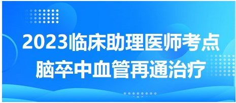 2023臨床助理醫(yī)師考點(diǎn)腦卒中血管再通治療