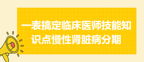 一表搞定臨床執(zhí)業(yè)醫(yī)師技能知識點慢性腎臟病分期